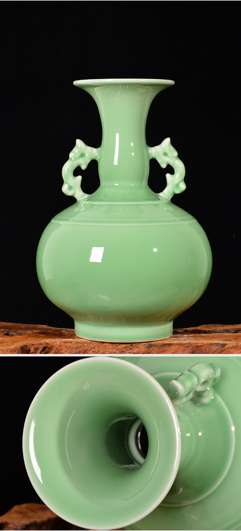 Jingdezhen ceramics archaize shadow blue glaze flower arranging ears vase Chinese style living room TV ark adornment furnishing articles