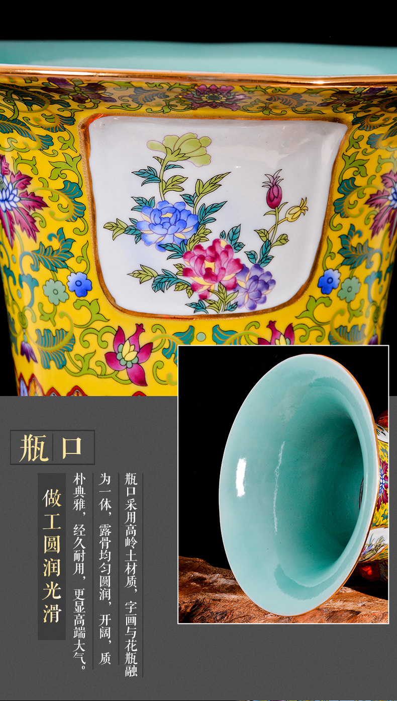 Jingdezhen ceramics big vase archaize colored enamel flower arranging furnishing articles of Chinese style living room porch rich ancient frame ornaments