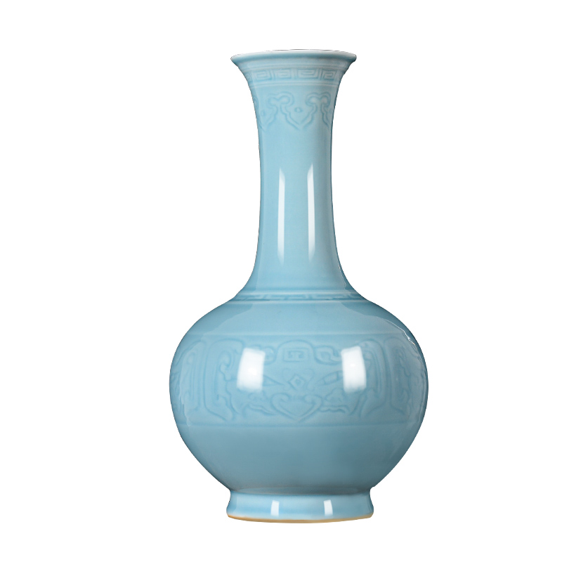 Jingdezhen ceramics vase archaize shadow blue glaze new Chinese style flower arrangement sitting room TV ark, furnishing articles home decoration