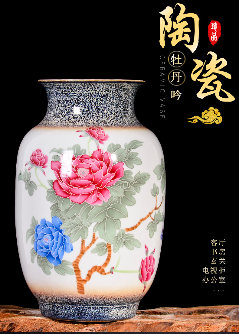 Jingdezhen ceramics up dried flower arranging flowers peony vases, study of new Chinese style porch sitting room adornment is placed