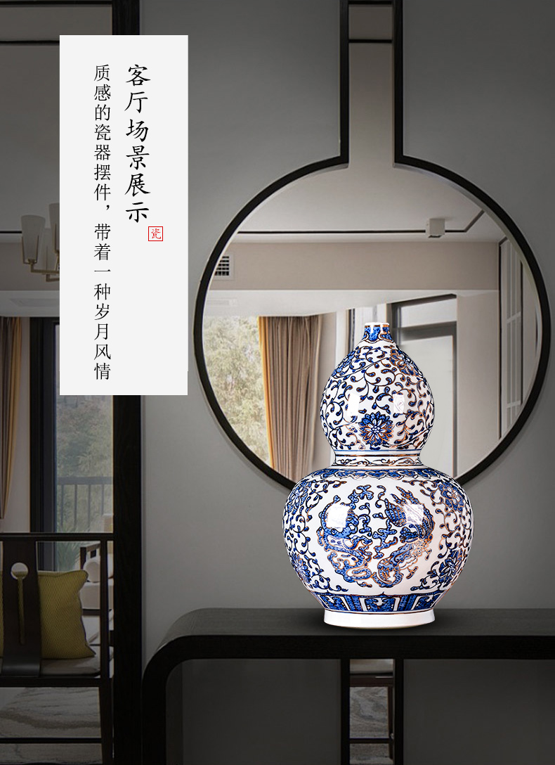 Jingdezhen ceramic hand - made the see colour blue and white porcelain vase branch lotus flower arranging Chinese sitting room adornment is placed a gift