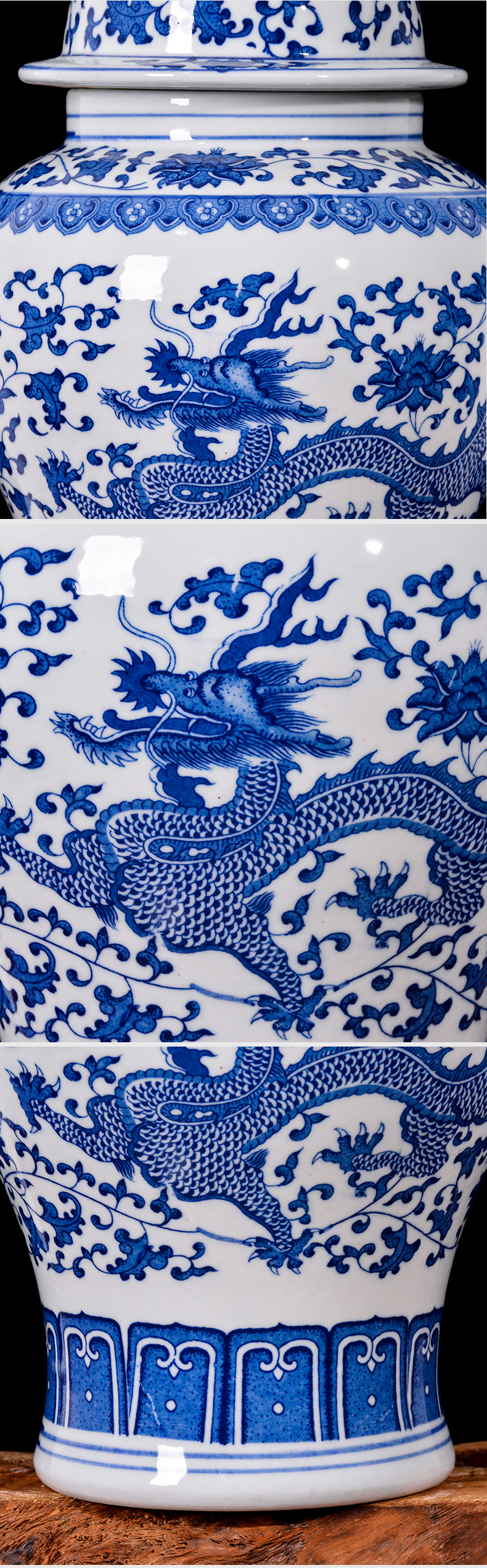 Jingdezhen ceramics general Chinese antique porcelain jar with cover caddy fixings storage tank home furnishing articles