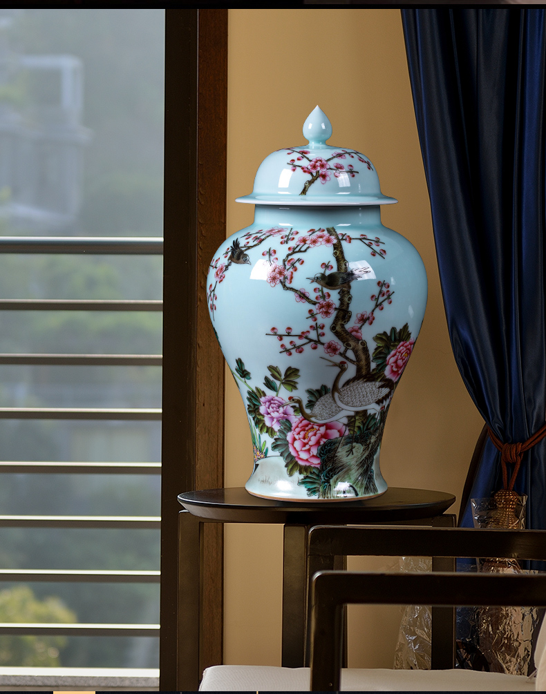 Jingdezhen ceramics archaize general tank enamel storage tank of the sitting room of Chinese style household wine TV ark, adornment