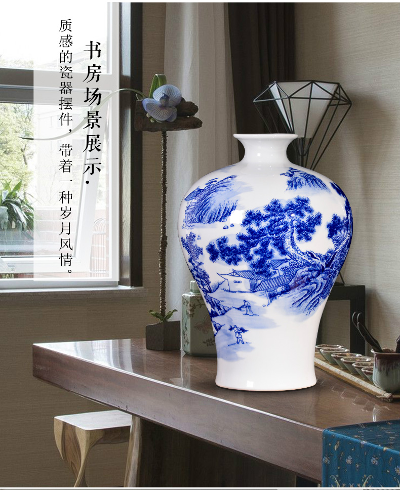 Jingdezhen blue and white porcelain ceramic vase sitting room porch landscape of modern household contracted place decorative arts and crafts