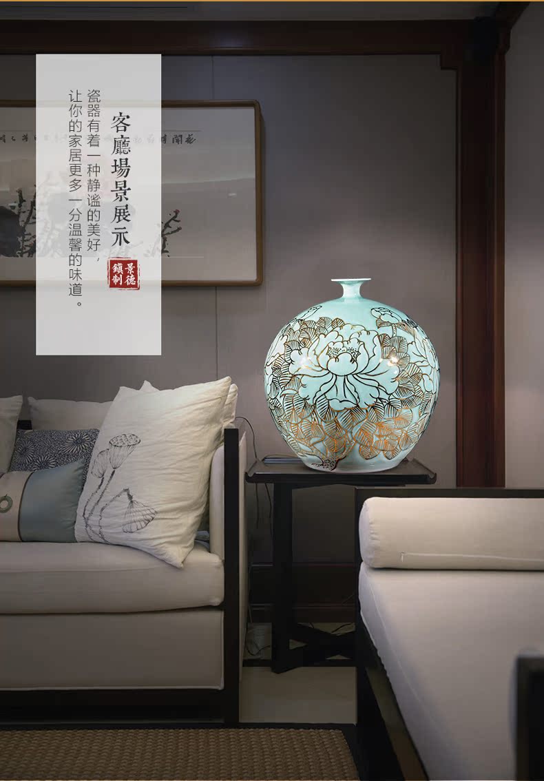 Jingdezhen ceramics hand - made of new Chinese style light see colour vase type pomegranate flower arranging office sitting room key-2 luxury furnishing articles