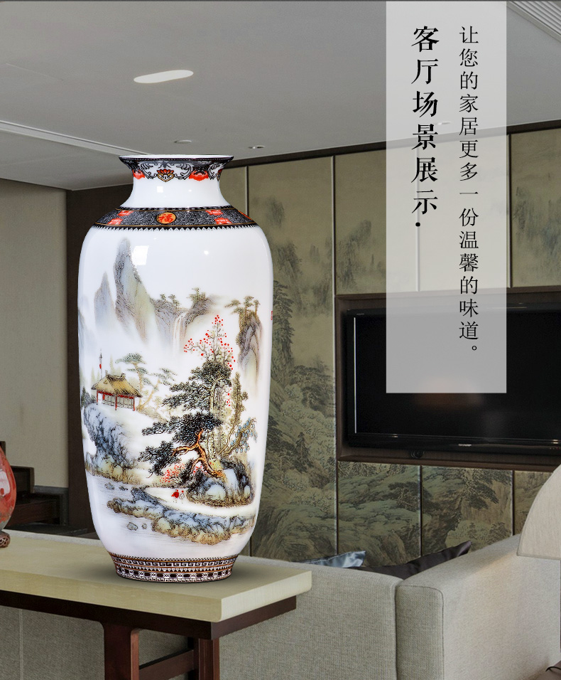 Jingdezhen ceramic pastel landscape dried flower arranging flowers sitting room place, a new Chinese TV ark, wine porch decoration