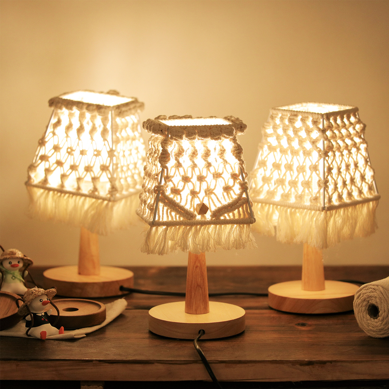 Nordic Bohemian Style Cotton Rope Woven Table Lamp Material Kit, Lamp Stand, B&B Night Light, Creative Handmade Gift