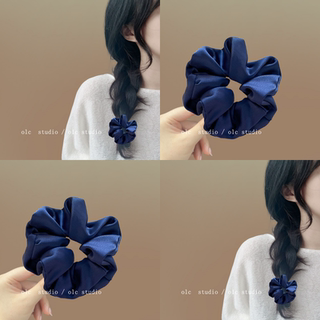 藏蓝物语！新款蓝白色温柔系法式大肠圈发圈气质字母马尾旅行头饰