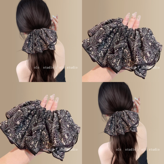 法式优雅！碎花雪纺大号大肠发圈！百搭时尚发绳发饰女旅行发卡