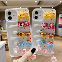 ins drop glue three-dimensional cartoon bear iPhone12 phone case Apple 11 transparent x women xr cute xsmax silicone mini all-inclusive pro anti-drop 7p for 8pu