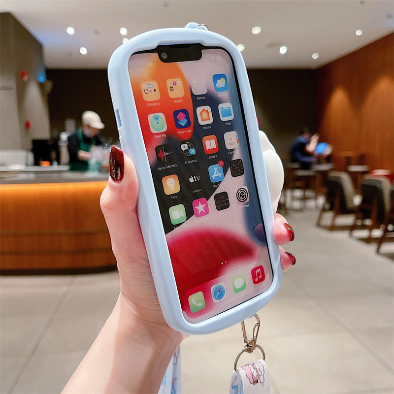 iphone13 mobile phone case Apple 12pro with lanyard 11 silicone x thickened xr anti-fall xsmax diagonal 8plus stereo 7p with bracket se3 all-inclusive edge 6sp