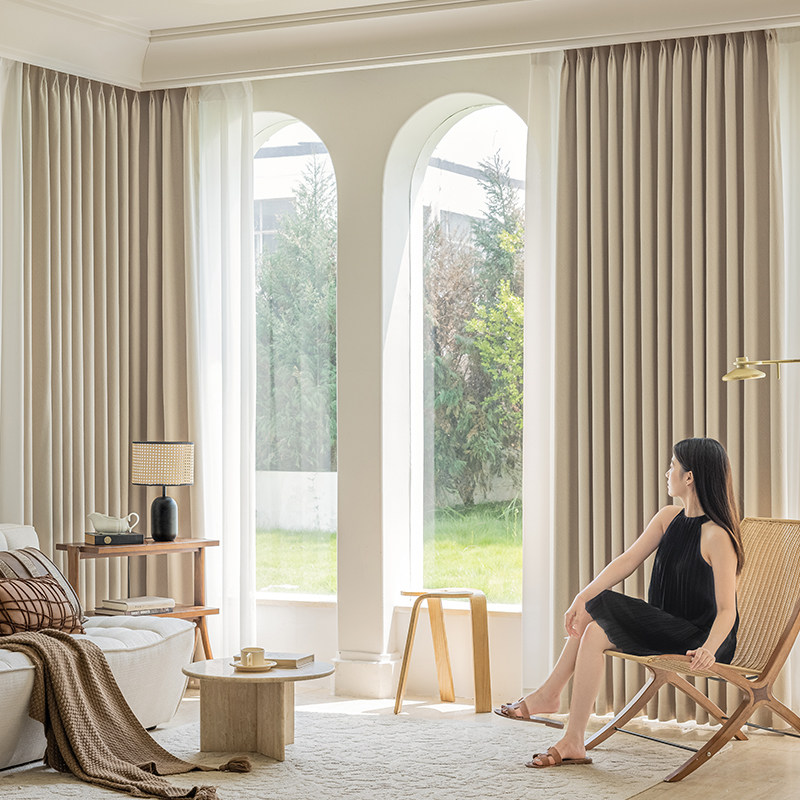 DIELIFANG butterfly cubic cheesecashmere curtain modern minimalist light and luxurious atmosphere shading living room curtains customised-Taobao