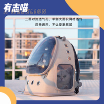 Aspiring Cat Bag Out of Portable Transparent Summer Breathable Dogs Double Shoulder Kitty Bag SPACE CABIN PET BACKPACK