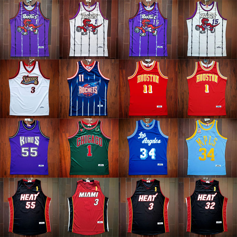 ジェームズ・ウェイド、ヒート、アイバーソン、マグレディ、ヤオ・ミン、AU選手バージョン、刺繍入りロス・オニール レトロジャージ