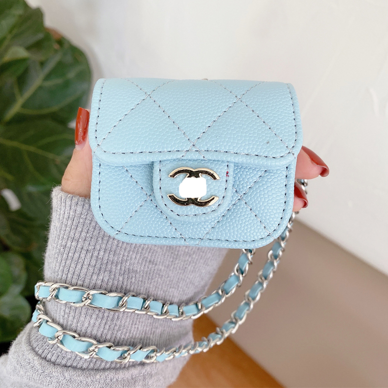 Pro3 Generation - Sky Blue Gold Standard Caviar + Silver Braided RopeTXO caviar Little fragrance apply Apple Airpods1 / 2 generations Bluetooth smart cover Airpodspro3 Internet celebrity