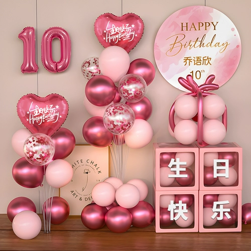 Девочная сцена на день рождения 10-летняя вечеринка на воздушном шаре.