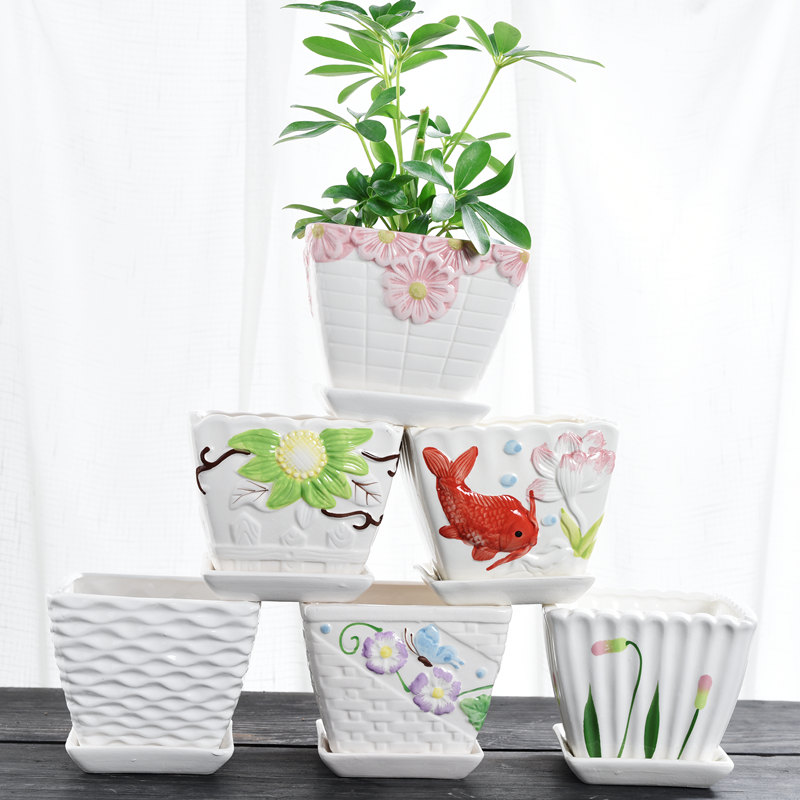 Special offer a clearance large flower pot ceramics creative move of large diameter butterfly orchid potted meat more money plant orchid flower POTS