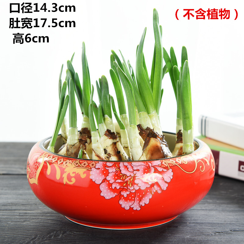 Chinese wind red refers to flower pot ceramic large diameter hole without copper bowl lotus grass other large hydroponic leaf of lotus