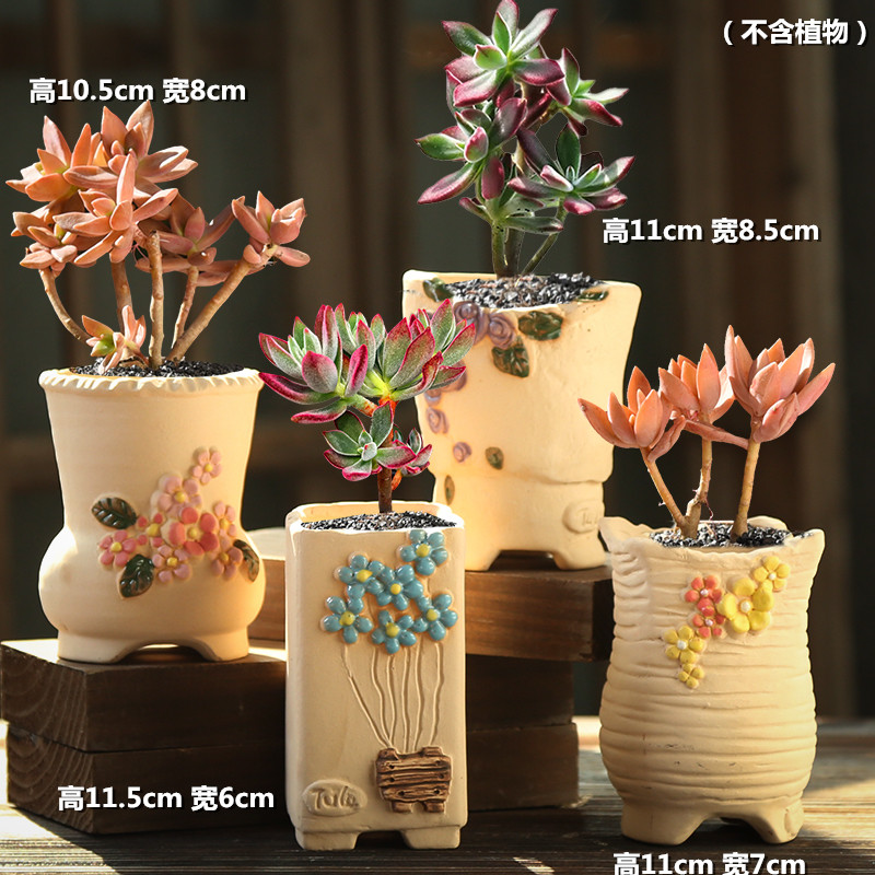 The Fleshy flowerpot ceramic special offer a clearance large package mail small old running the coarse pottery breathable large - diameter meat meat the plants flower pot