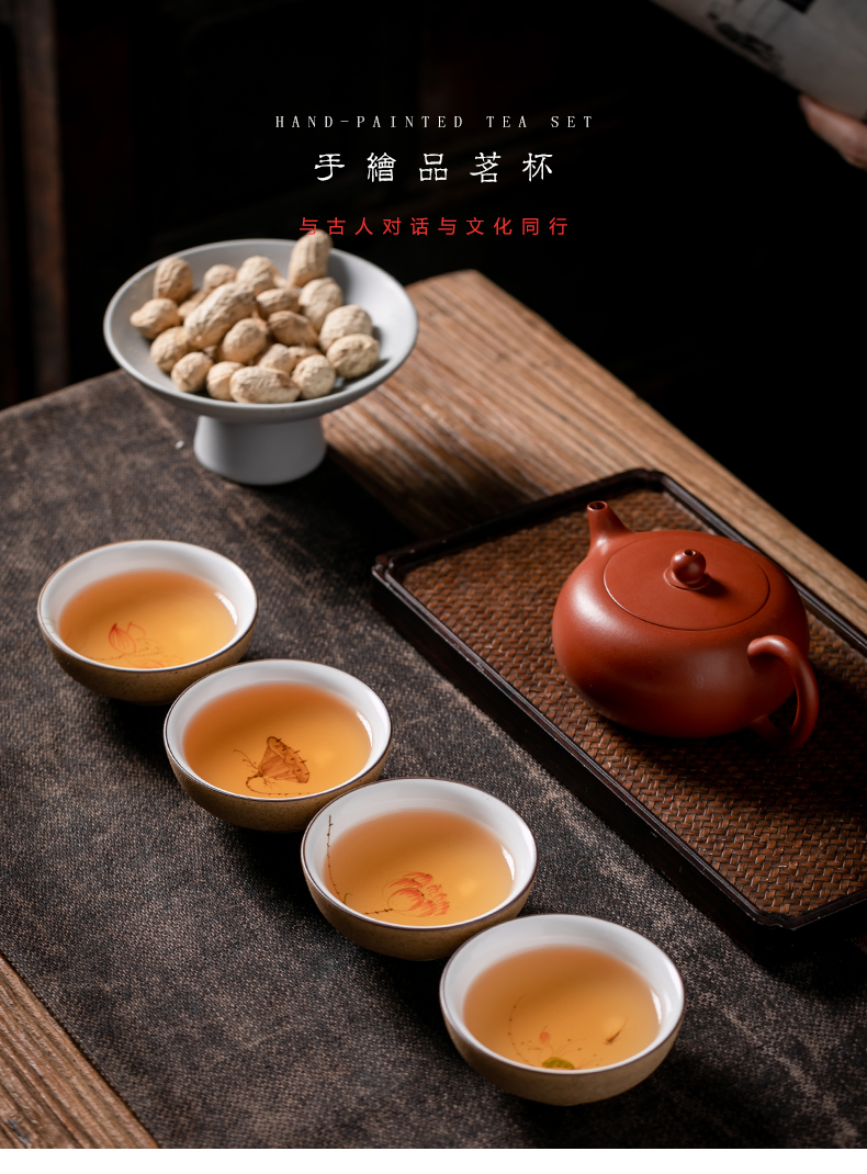 Fujian and Japanese ceramic cups household masters cup single cup sample tea cup hand - made coarse pottery bowl kung fu tea set