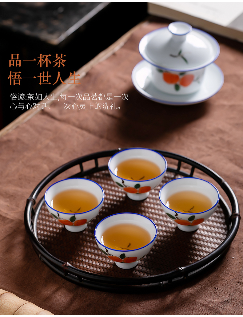 Fujian and kung fu ceramic cups household hand - made porcelain sample tea cup hot Japanese small six cups of tea set