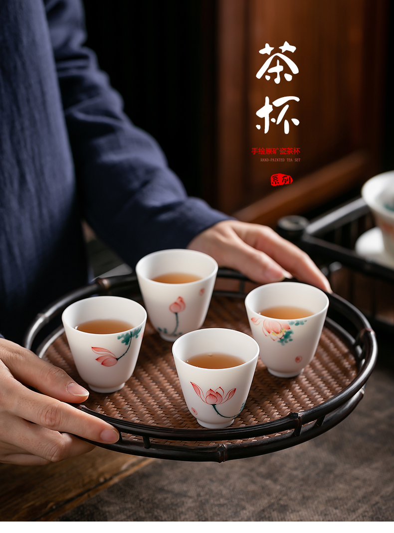 Fujian gen kung fu tea cups and suet jade porcelain glaze color ceramic sample tea cup host CPU single cup home tea cups of tea