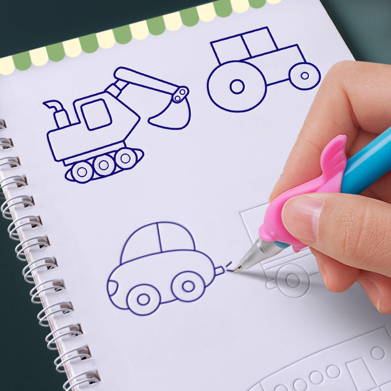 Kindergarten Groove School Drawing Picture Book Enlightenment of Imitation Sketching Red Suit Control Pen Painting Album Children Control Pen Training Character Post