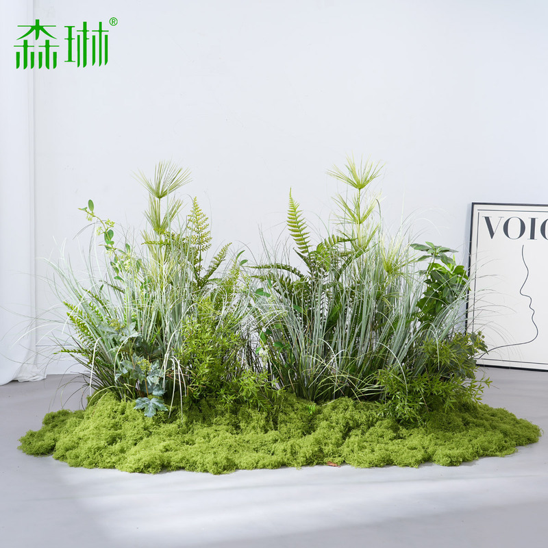 Simulated Green Plants, Landscaping, Reeds, Artificial Grass, Moss Plants, Decorative Combination, Window Display, Indoor High-End Light Luxury Arrangement and Decoration