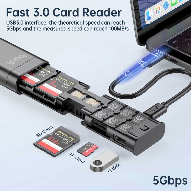 Multifunctional Data Cable Three-In-One Portable Storage Stick Type-C Interface Otg 3.0 Card Reader All-In-One Mobile Phone Tf/Sd Computer USB Flash Drive Suitable for Huawei Charging Cable Apple Adapter