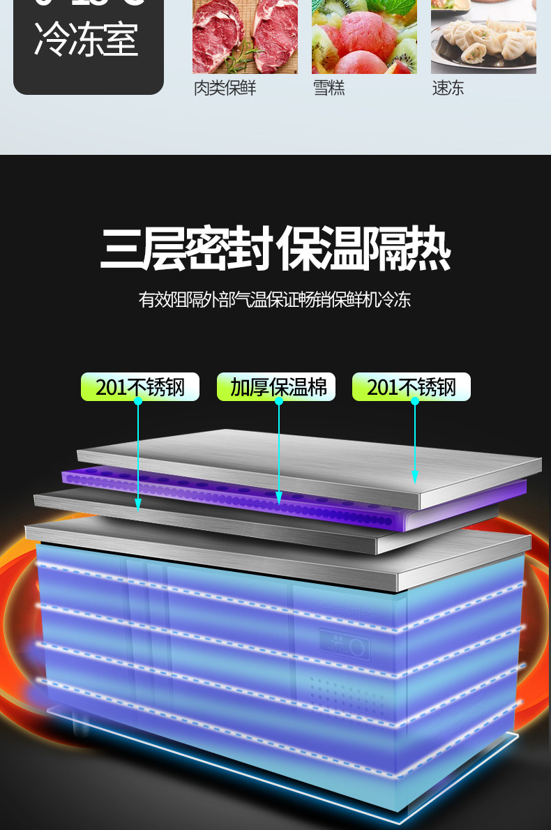Торговый рефрижератор 司洛森操作台冰柜冷藏柜保鲜平冷工作台商用冰箱冷冻柜厨房奶茶店
