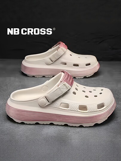 Nb Cross Croc Shoes for Women 2026 New Thick-Soled Height-Increasing Outdoor Non-Slip Beach Shoes Breathable Women's Sandals