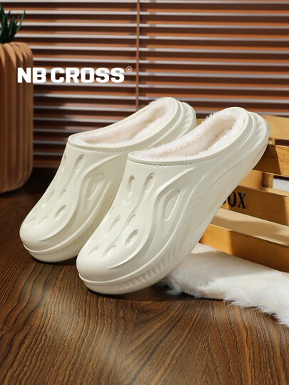 NB CROSS home cotton slippers for men 2025 new winter warm and plush velvet comfortable slip-on slippers for outer wear