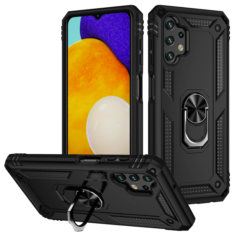 Suitable for Samsung A13 Phone Case, Full Coverage Anti-Drop 5g Protective Case Am-A13 Silicone Hard Case Galaxy A13 Magnetic Ring Buckle Shell, Samsung Business Style for Men and Women, 3-Star Trendy Brand 4g Version