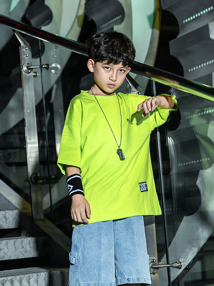 Hip-hop clothing for boys hip-hop clothes trendy Korean short-sleeved shorts handsome hip-hop children's hip-hop suit
