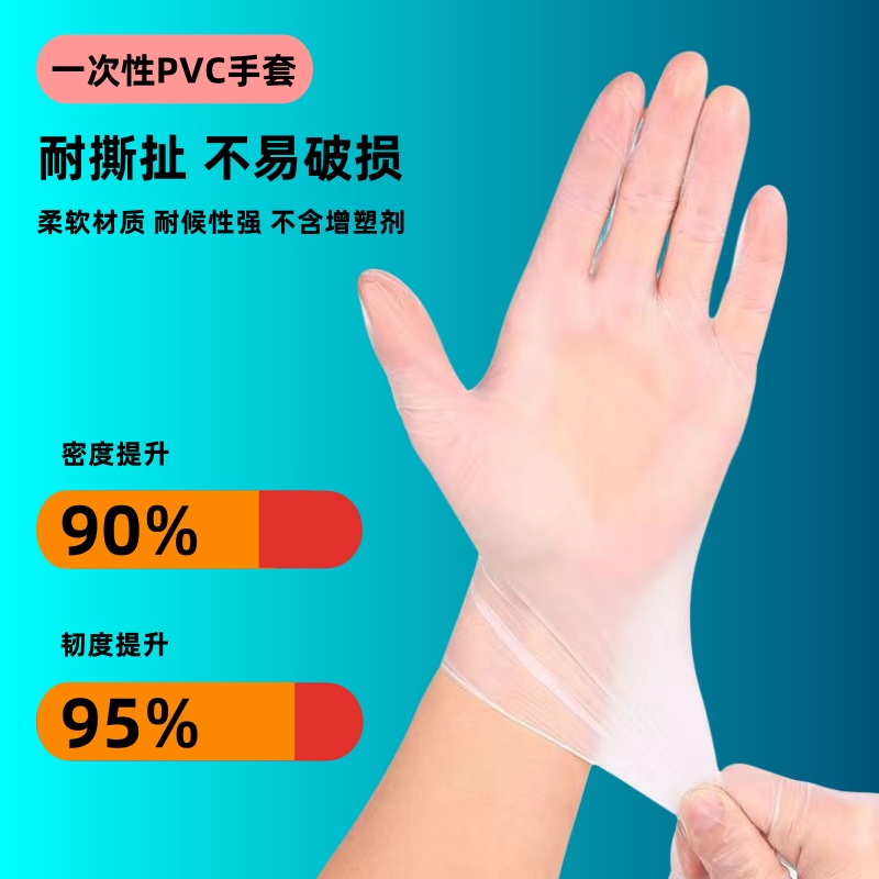 Disposable PVC gloves Food grade protective waterproof anti-oil dishwashing Latex Rubber Beauty Transparent Thickening-Taobao