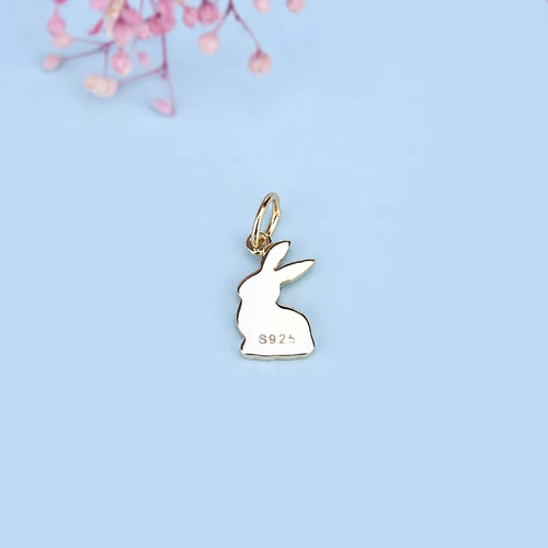 Глянцевый кролик, подвеска, милый браслет, ожерелье, аксессуар, серебро 925 пробы, простой и элегантный дизайн, «сделай сам»