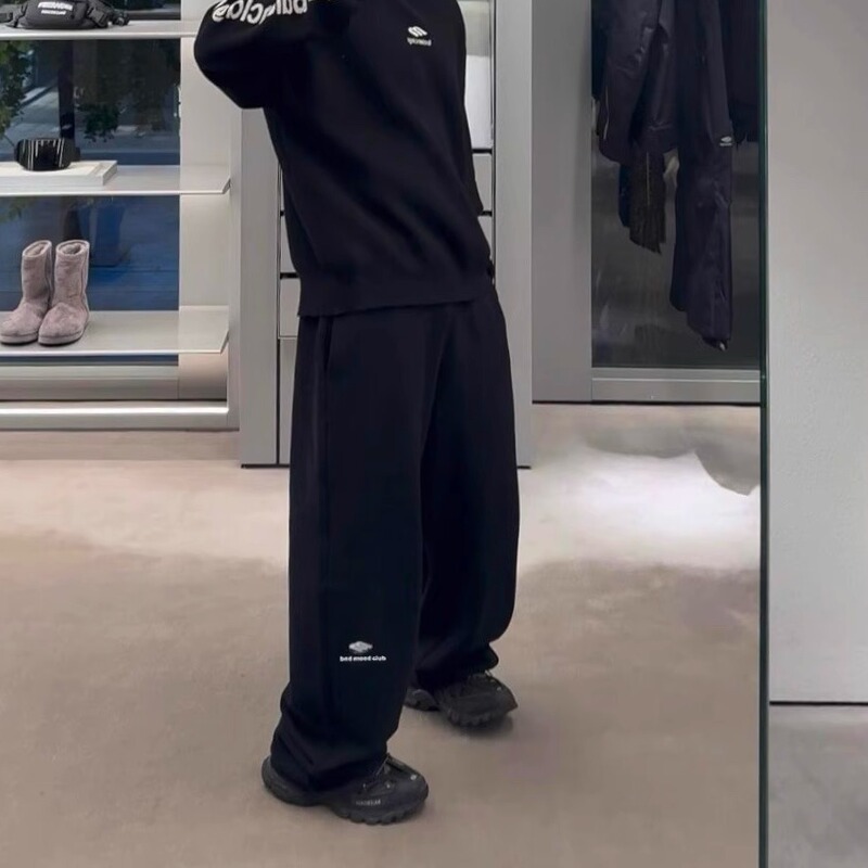 Bmc High-Weight Skiwear Series 3B Letter Embroidered Sweatpants Loose Straight-Leg Sports Casual Trousers