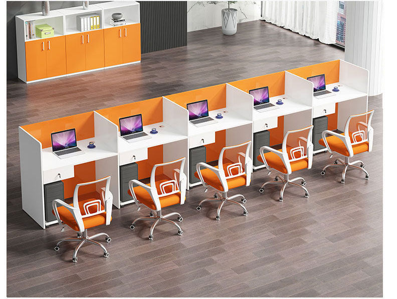 Electric screen small card seat single row face to face 4 card positions 6 staff desk mobile table and chair combination customer service