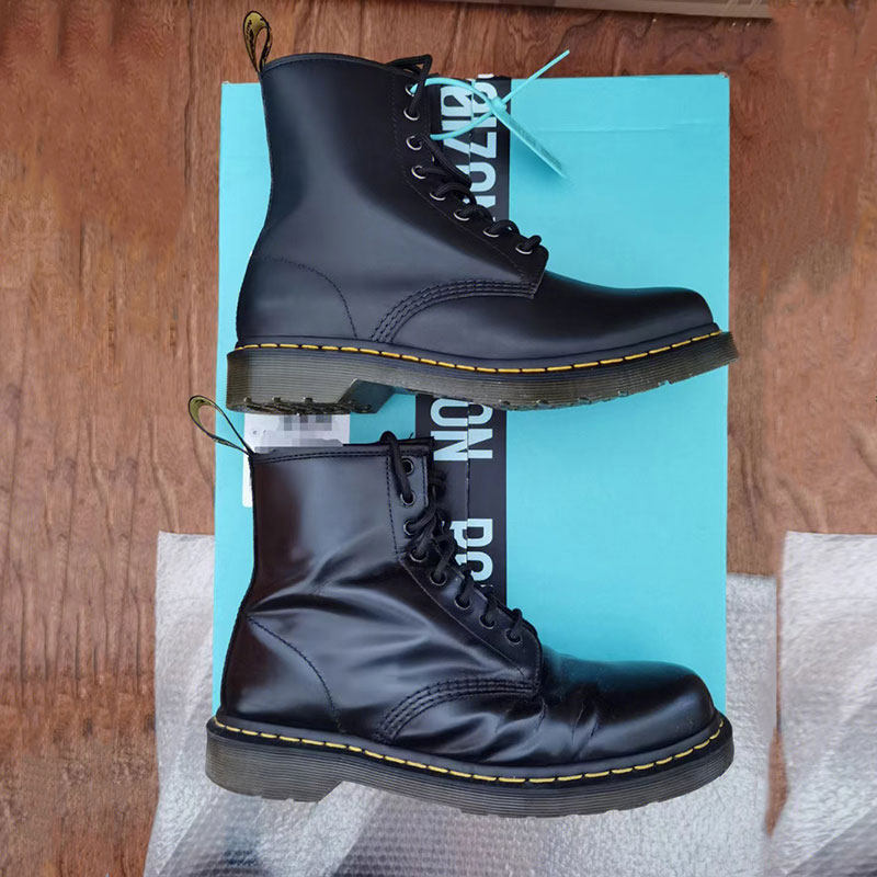 Real leather Martin boots male high help Yinglun wind 8 holes 1460 Overalls for locomotive boots Men's wave Winter shoes man-Taobao