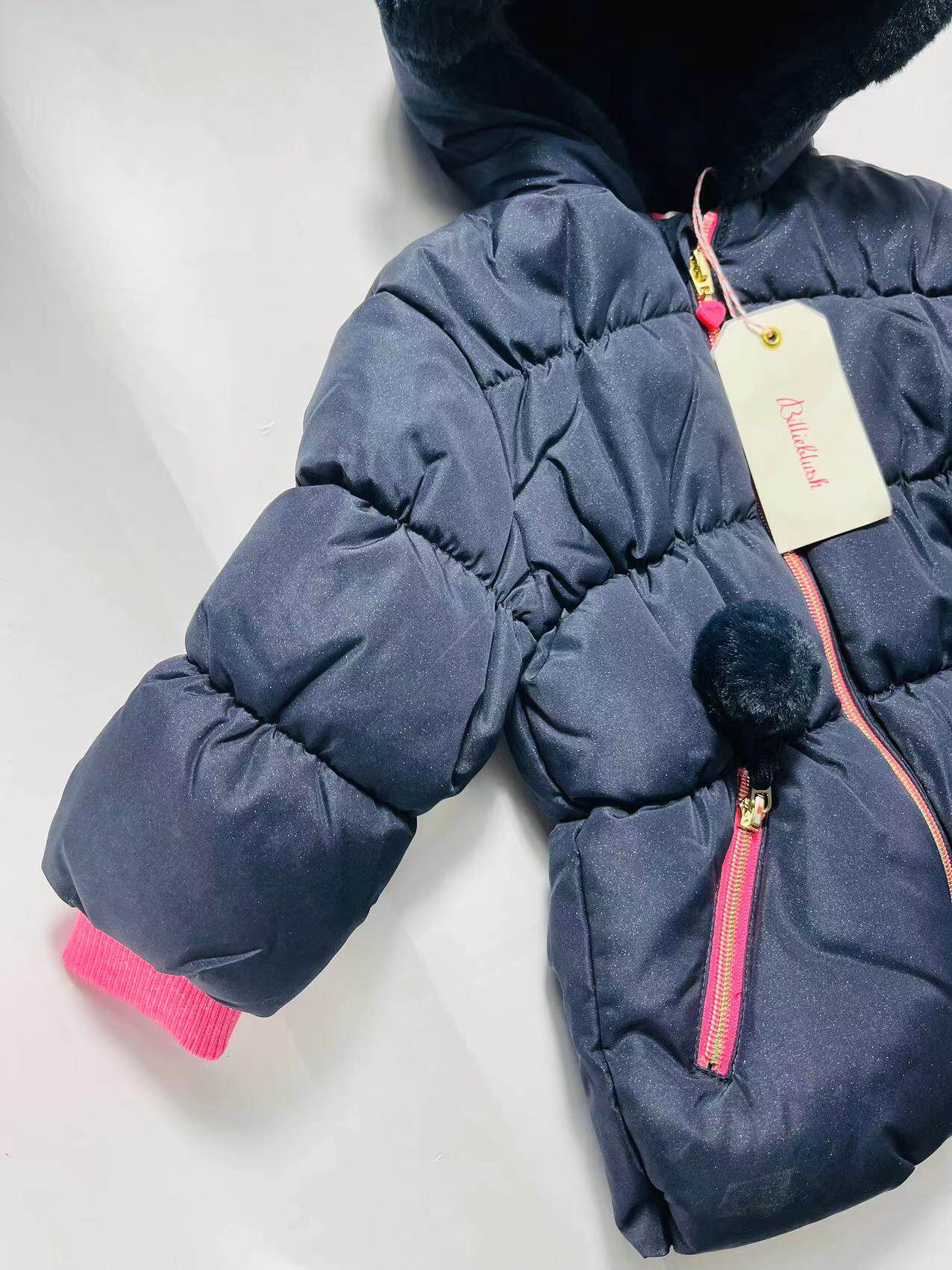 Детская куртка Жан 出口法国billieblush高级童装秋冬中长款可爱连帽棉服保暖收腰