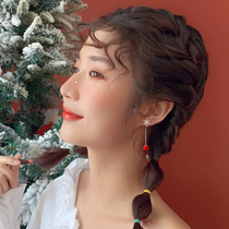 Personality Autumn Winter Asymmetrical Snowflake Earrings Pearl Mesh Red Earrings Without Ear Clip Korea Temperament Earrings Woman