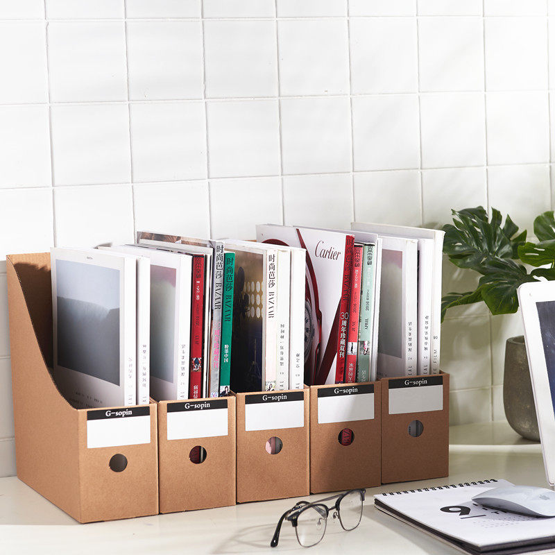 Folder storage box kraft paper rack office bookshelf desktop storage and finishing ins paper book stand box