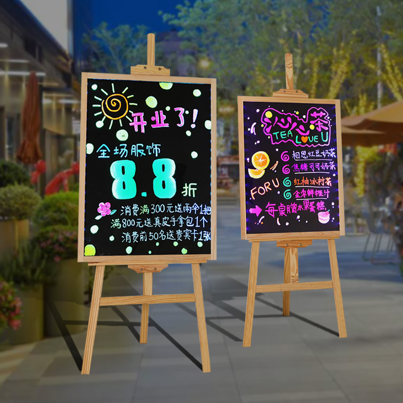 Small Blackboard Display Card Commercial Pendulum Stall Small Blackboard Shop With Hanging Chalkboard Billboard Pendulum stall Shine Fluorescent Light Plate Advertising Board Children Home hand writing Floor Spreading sign-Taobao