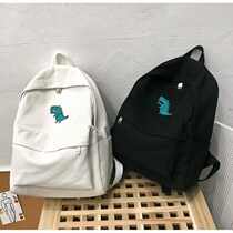  Bag ins lukewarm wind super-fire double shoulder bag canvas ugly cute little dinosaur embroidery new teenage girl high school big