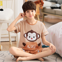 Boys  pajamas short-sleeved pure cotton summer childrens thin section boys middle and older children summer 12-15 years old home service suit