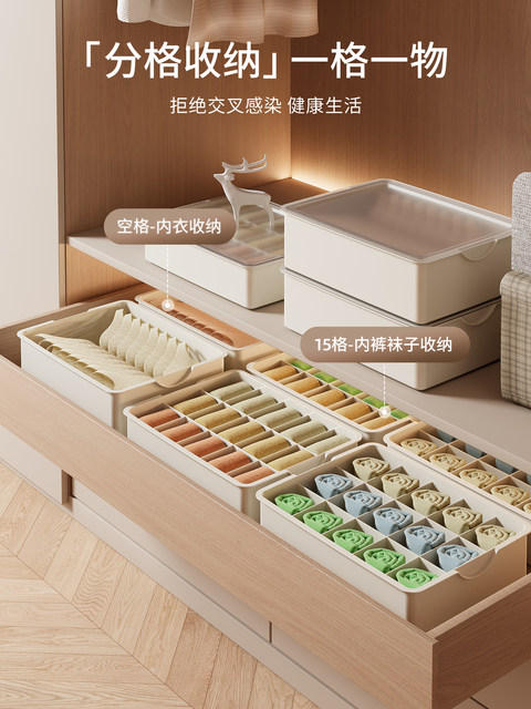 Underwear Storage Box, Home Bra Wardrobe Sock Storage Organizer, Intimate Clothing Divider and Organizer Box with Lid