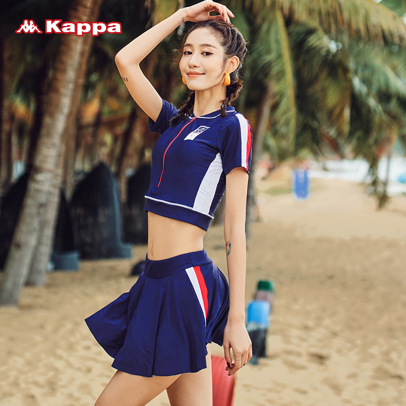 Kappa Two-style Swimwear Lady Skirt Style Flat Corner Two Sets 2021 New Bubble Spa Sports Swimsuit