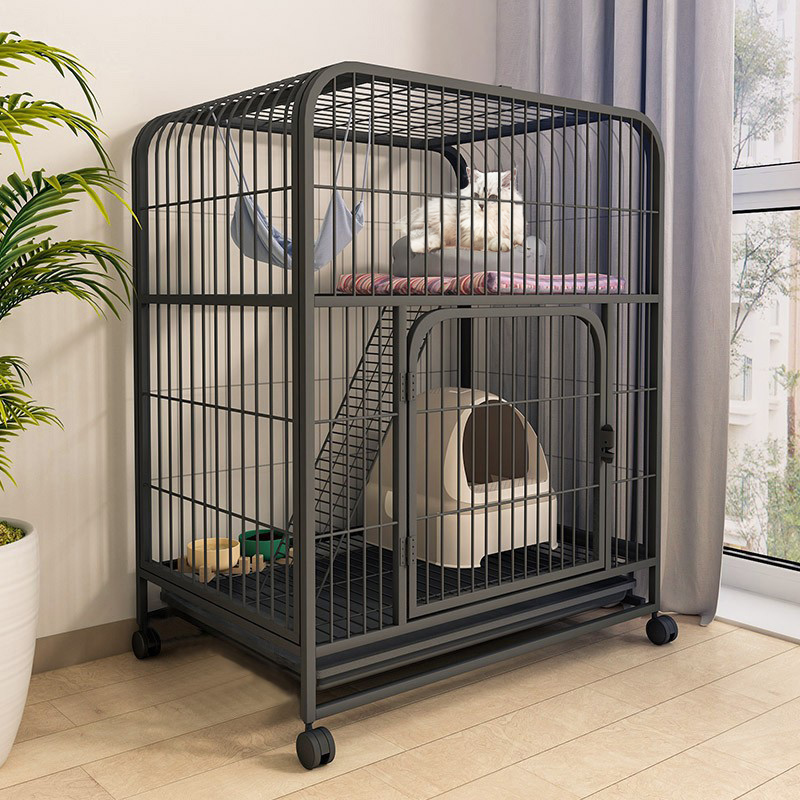猫ケージホーム屋内ヴィラ2階建ての大きな自由空間猫ベッド猫トイレ一体型猫ハウス猫空ケージ