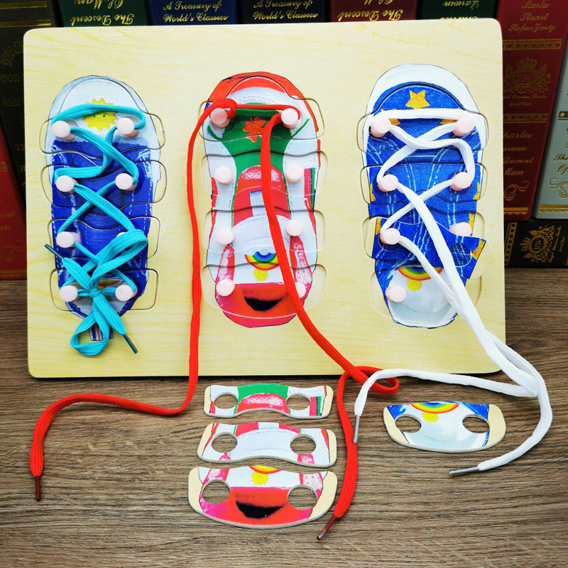Children's learning Faculty laces tie through teaching aids Sewing Buttons for Children Kindergarten Preschool Gifts Early Trainer Study Area Corner Toys