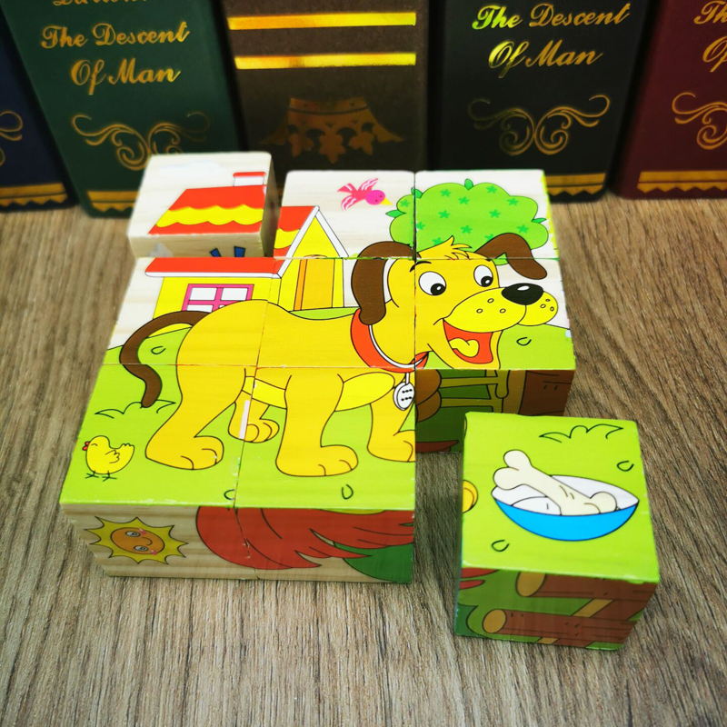 Children's Six Piece Puzzle 3D Stereo Wooden 1-2-3-4 Years Baby Kindergarten Early Learning Intelligence Toy